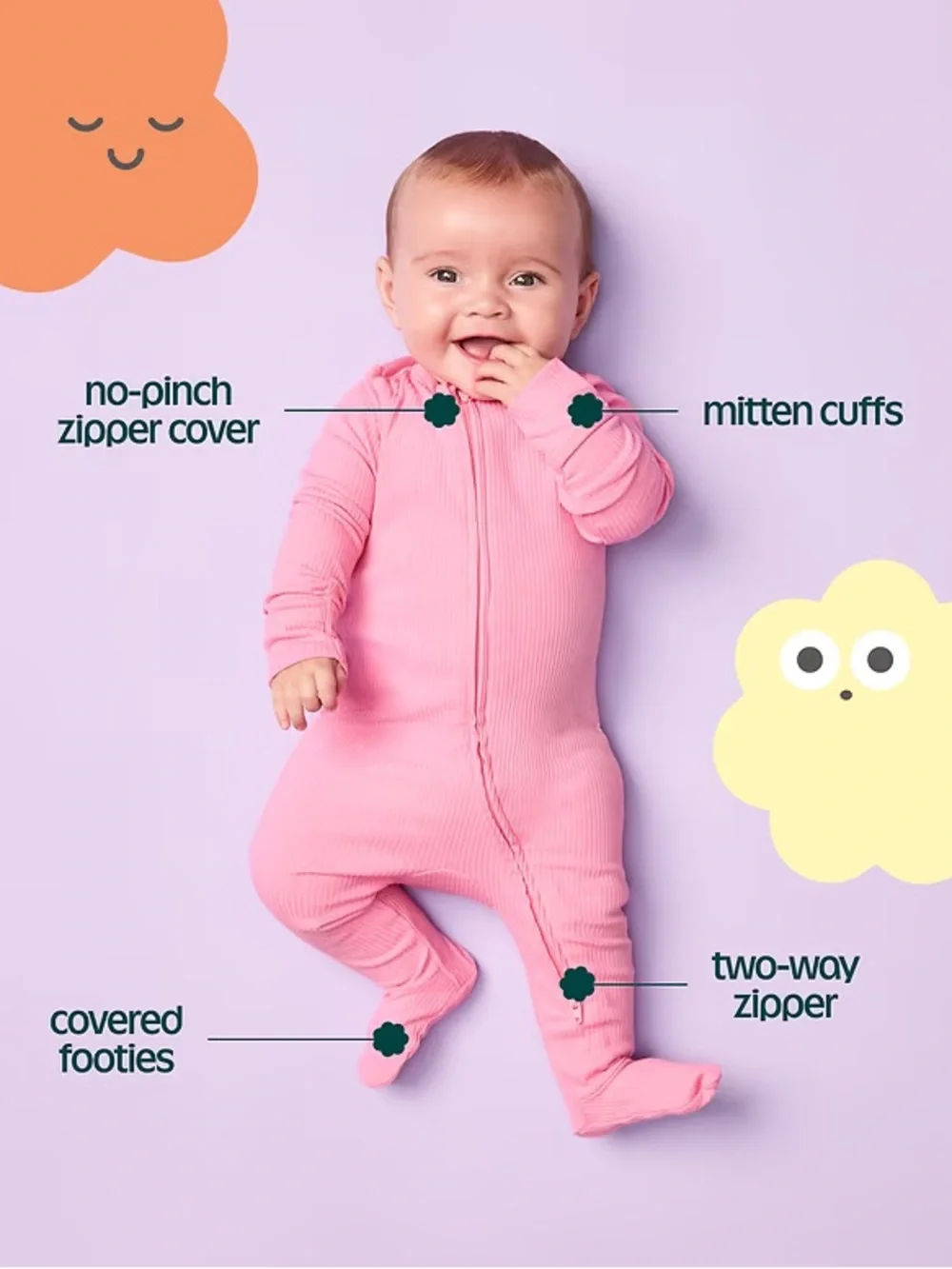 NWT Old Navy Ribbed 2-Way-Zip Footed Onesie - Light Blue (0-3 Months)